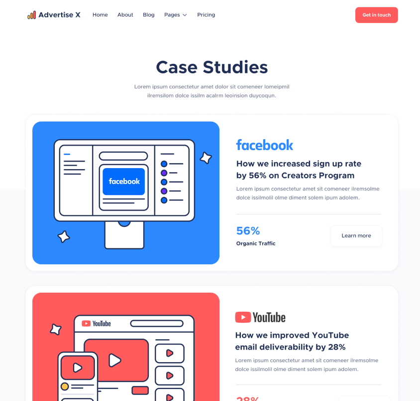Case Studies - Advertise X Webflow Template
