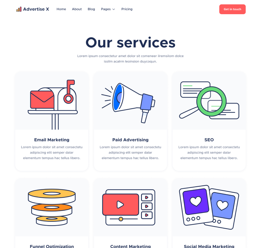 Our Services - Advertise X Webflow Template