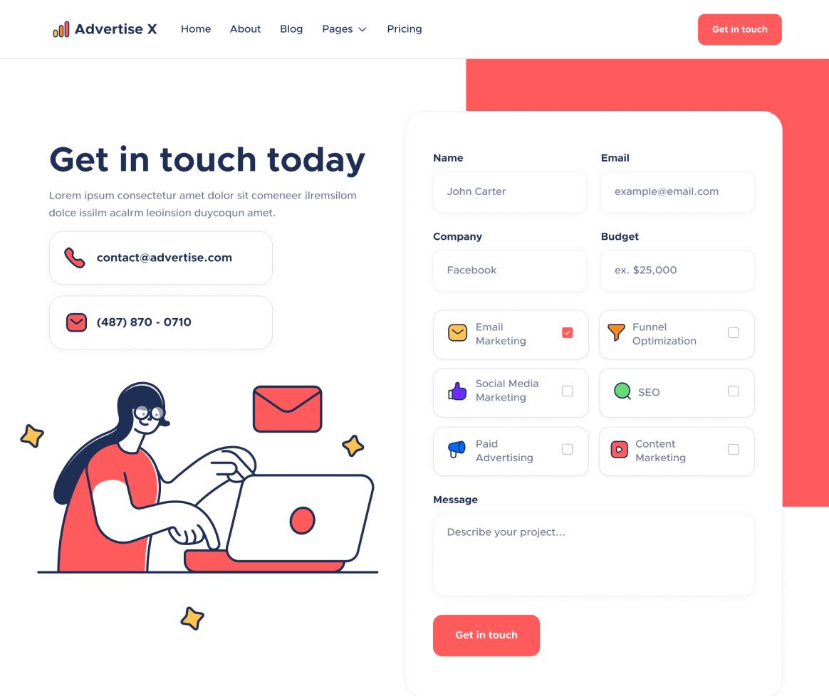 Contact - Advertise X Webflow Template