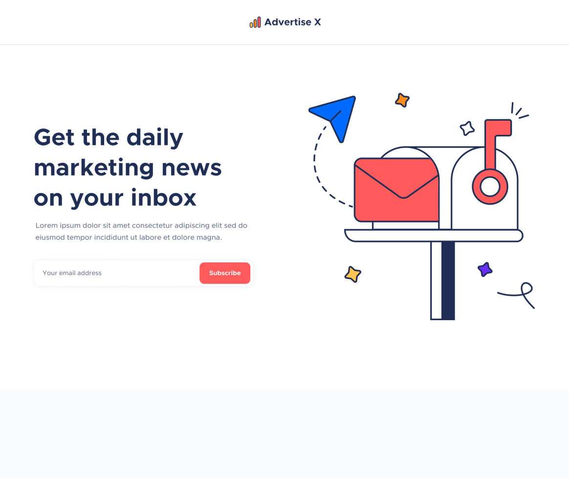 Subscribe To Our Newsletters - Advertise X Webflow Template