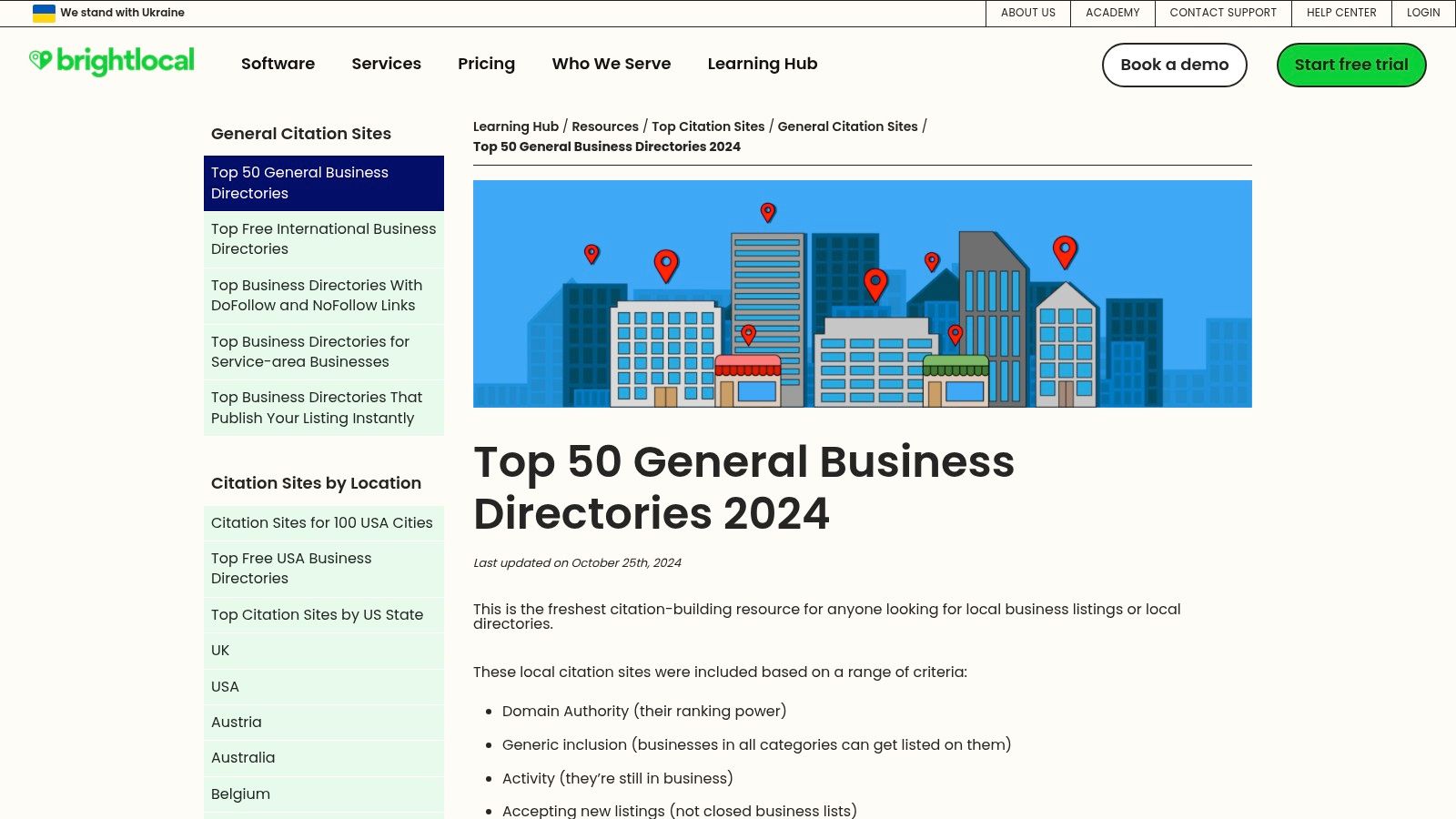 BrightLocal – Top 50 General Business Directories