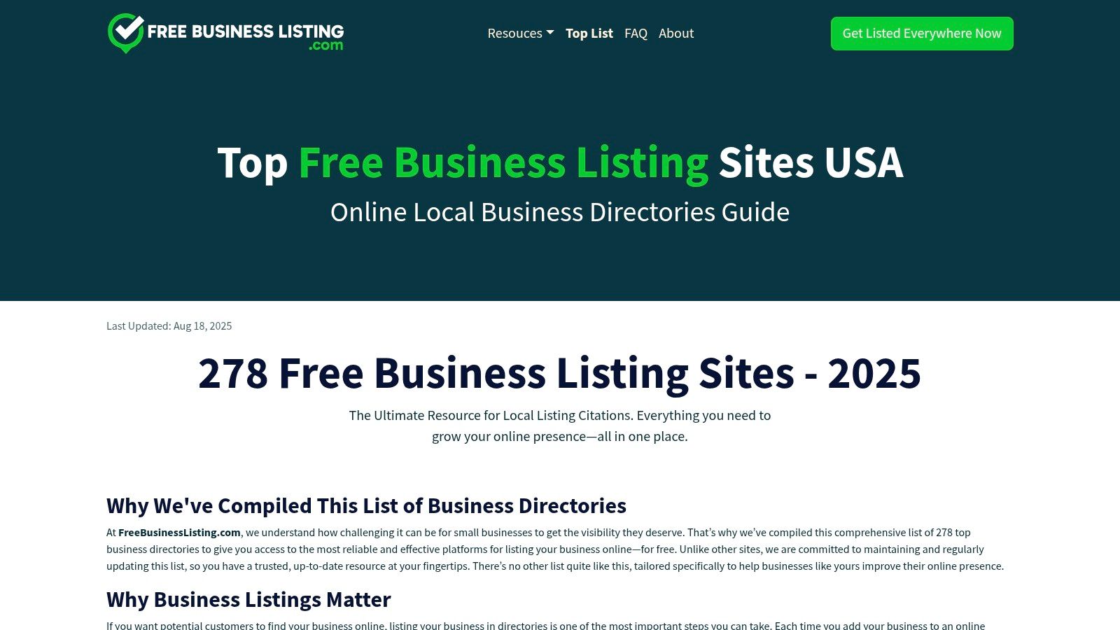 FreeBusinessListing.com – 277 Free Business Listing Sites (2025)