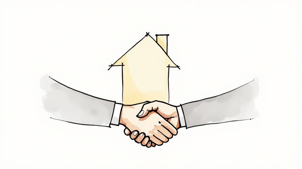 A real estate agent showing a modern house to a couple