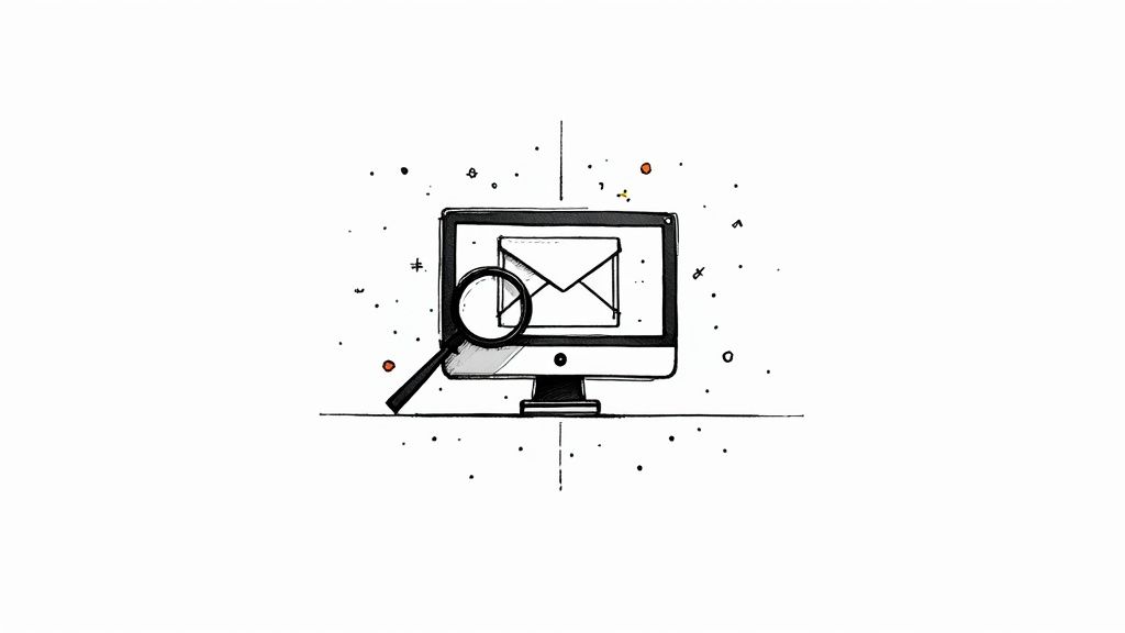 An analyst looking at a complex dashboard with charts and graphs, representing the process of decoding email blacklist results.