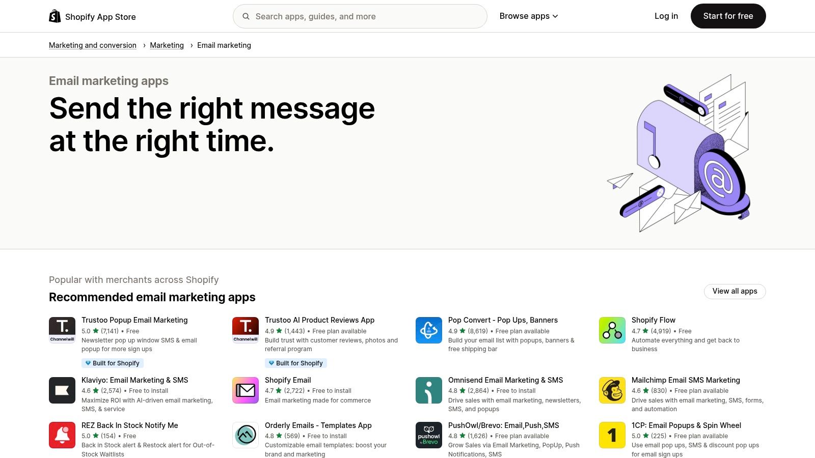 Shopify App Store — Email Marketing category