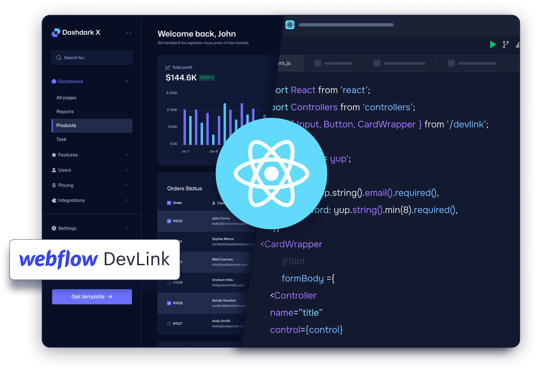 The Ultimate Tool For Webflow + React Users - Dashdark X Webflow Template
