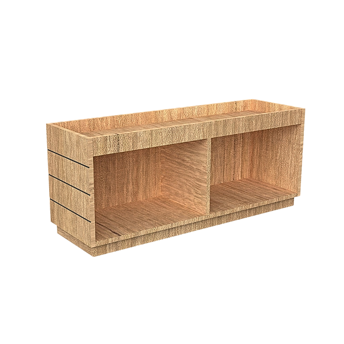 Half-low Produce Bin with steel frame and melamine panels for modern, tiered grocery merchandising