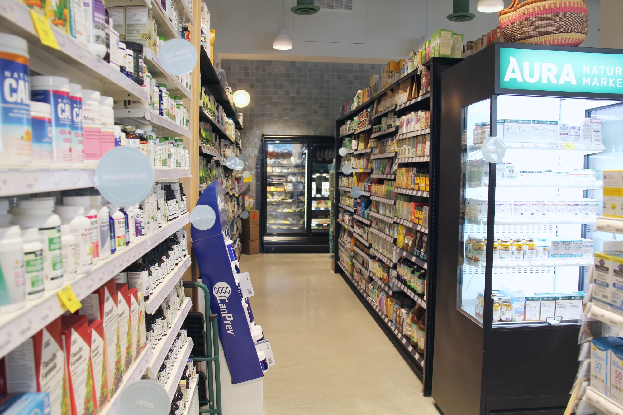 G-line gondola shelving shown in grocery retailers within Canada and the US from Continental Store Fixture Group