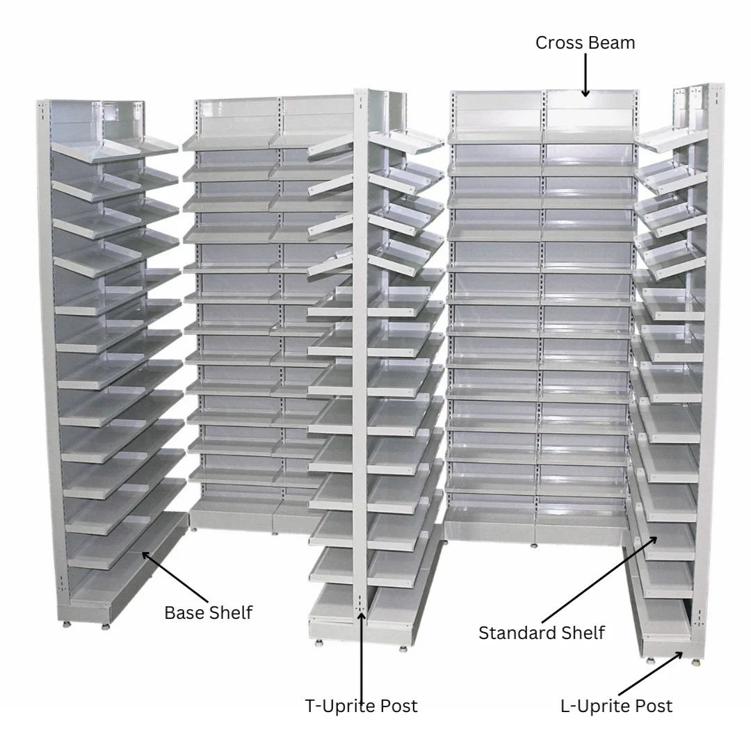 R-Line Rx pharmacy shelving by Continental Store Fixture Group
