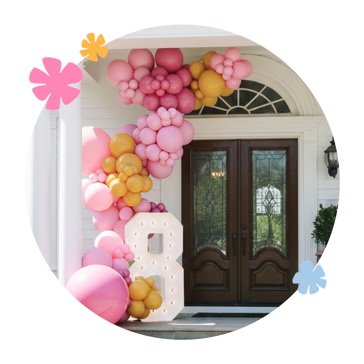 a cute balloon garland installation for a birthday baby shower bridal shower celebration in northern Virginia and dc, dmv