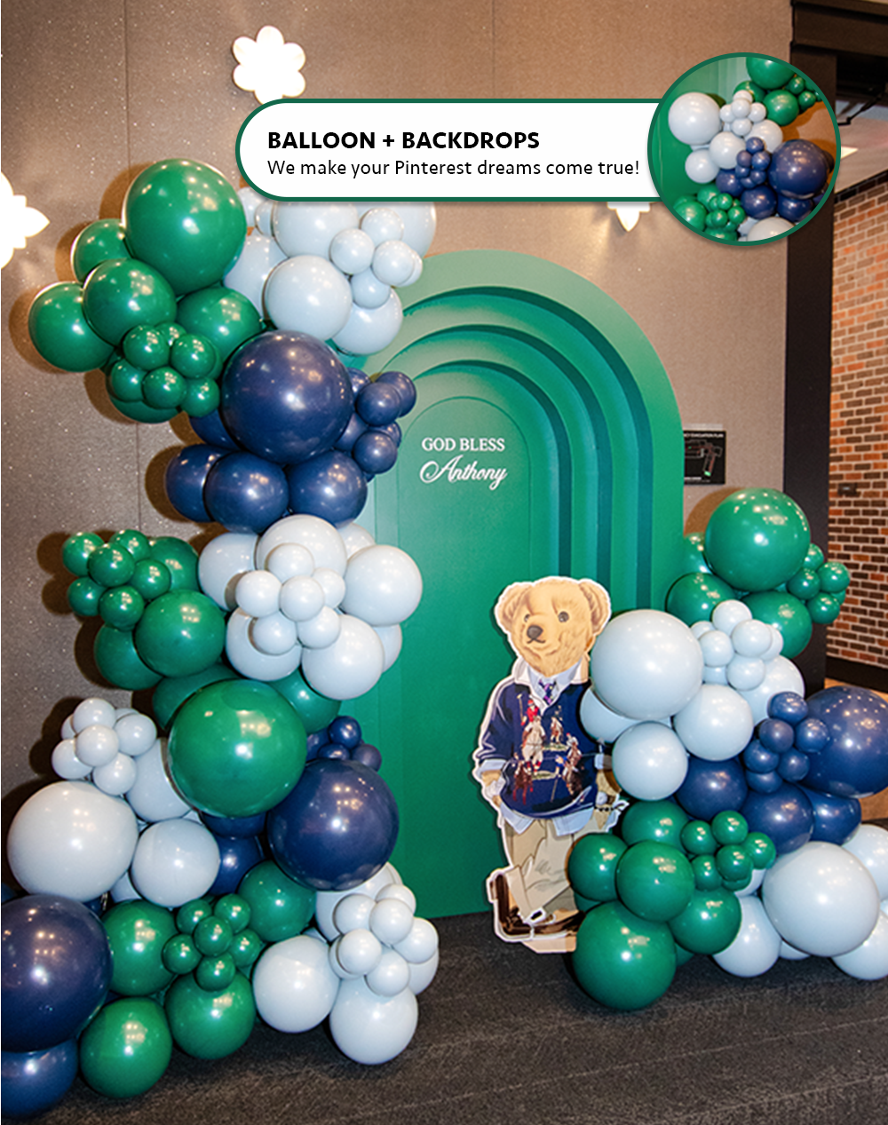 a cute pink and yellow balloon arch garland installation at front entrance in northern va and the DMV