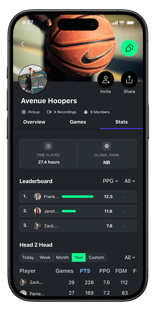 Mobile screen showing game schedule