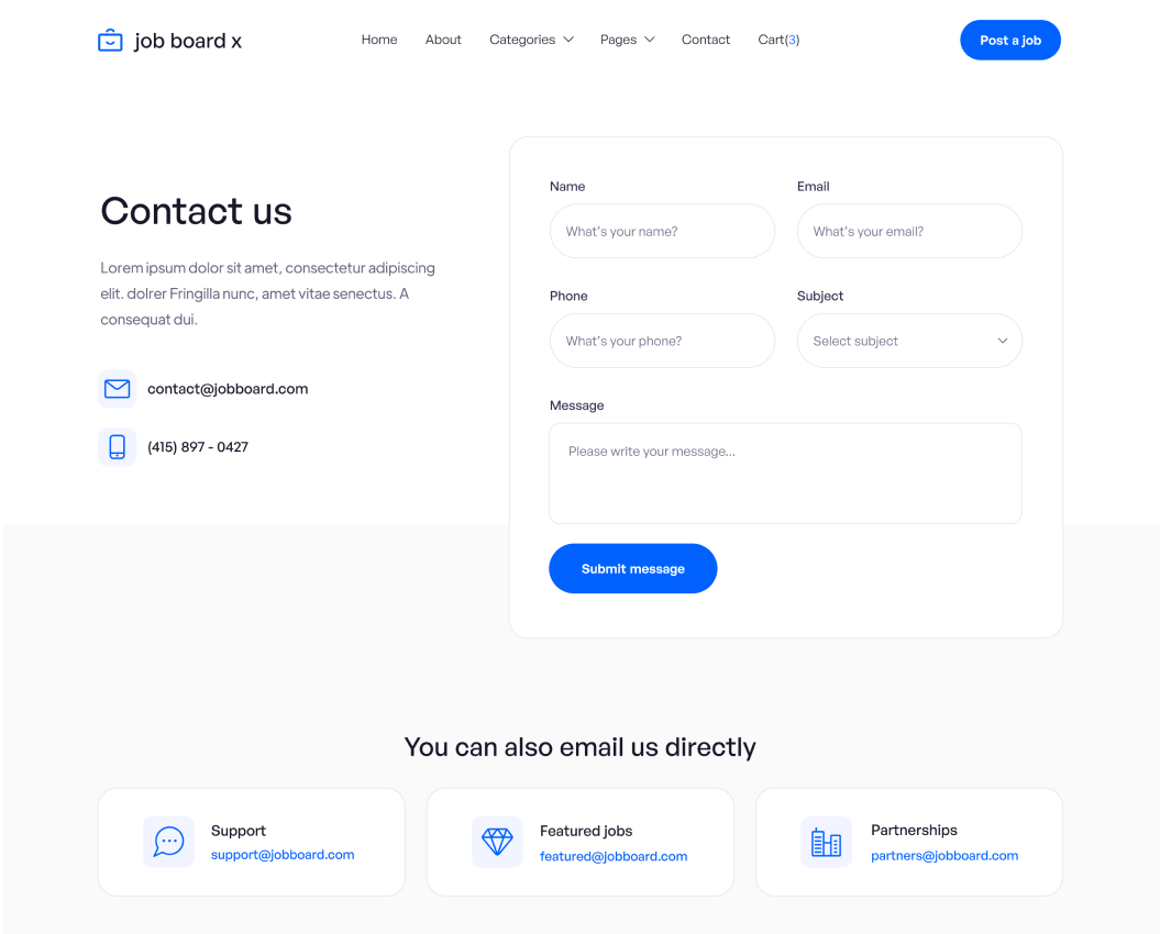 Contact Us - Job Board X Webflow Template