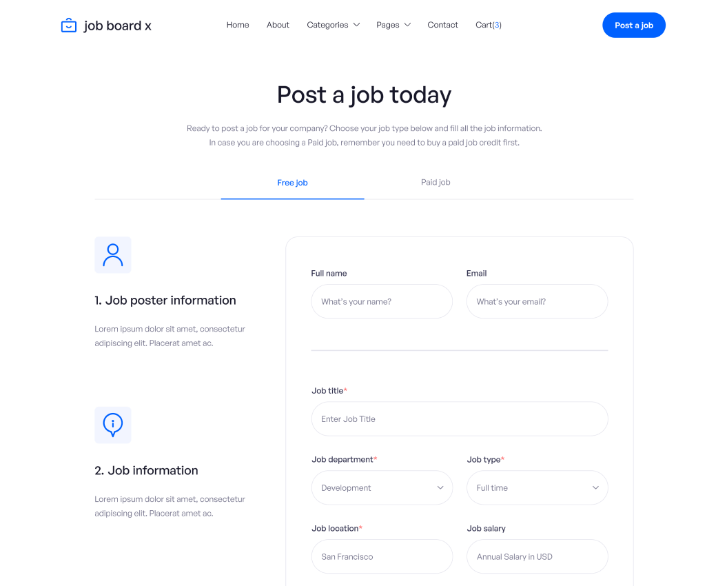 Post a Job - Job Board X Webflow Template