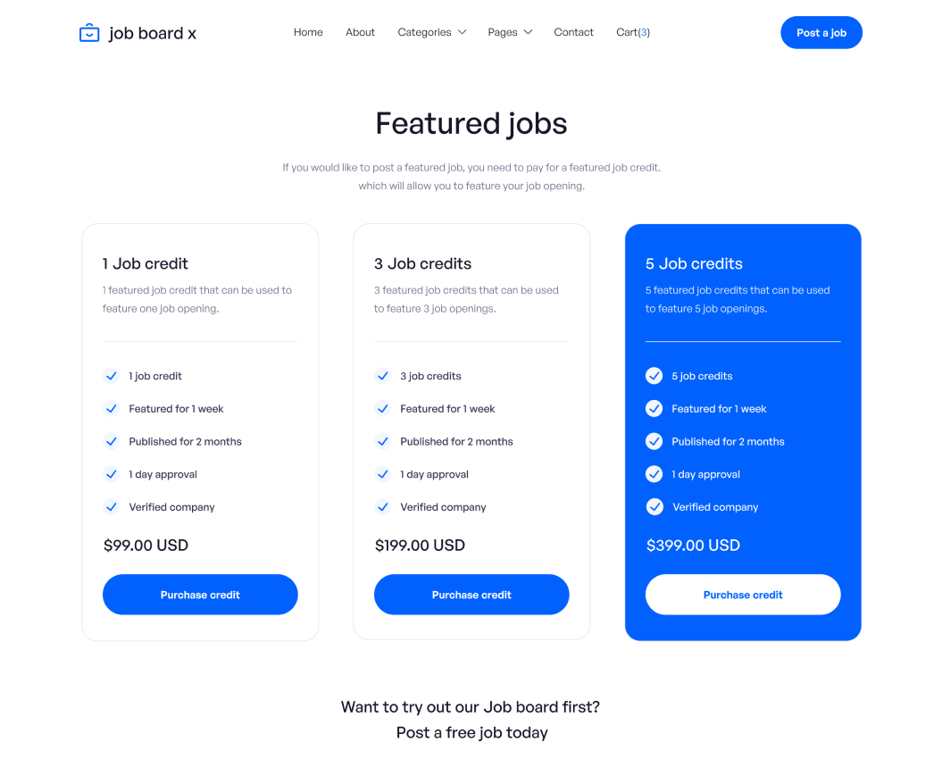 Pricing Single - Job Board X Webflow Template