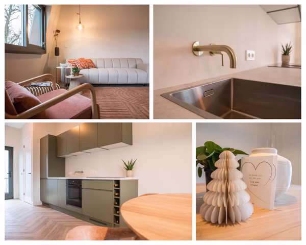 Ingerichte woning, zie luxe inbouwkraan.