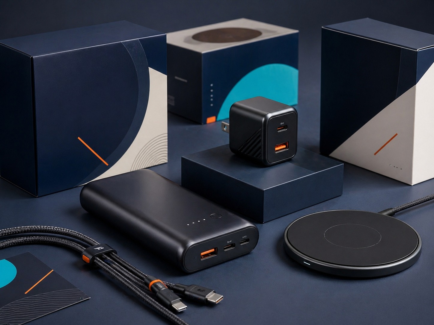 Charging accessories range with power bank, GaN charger and braided cables