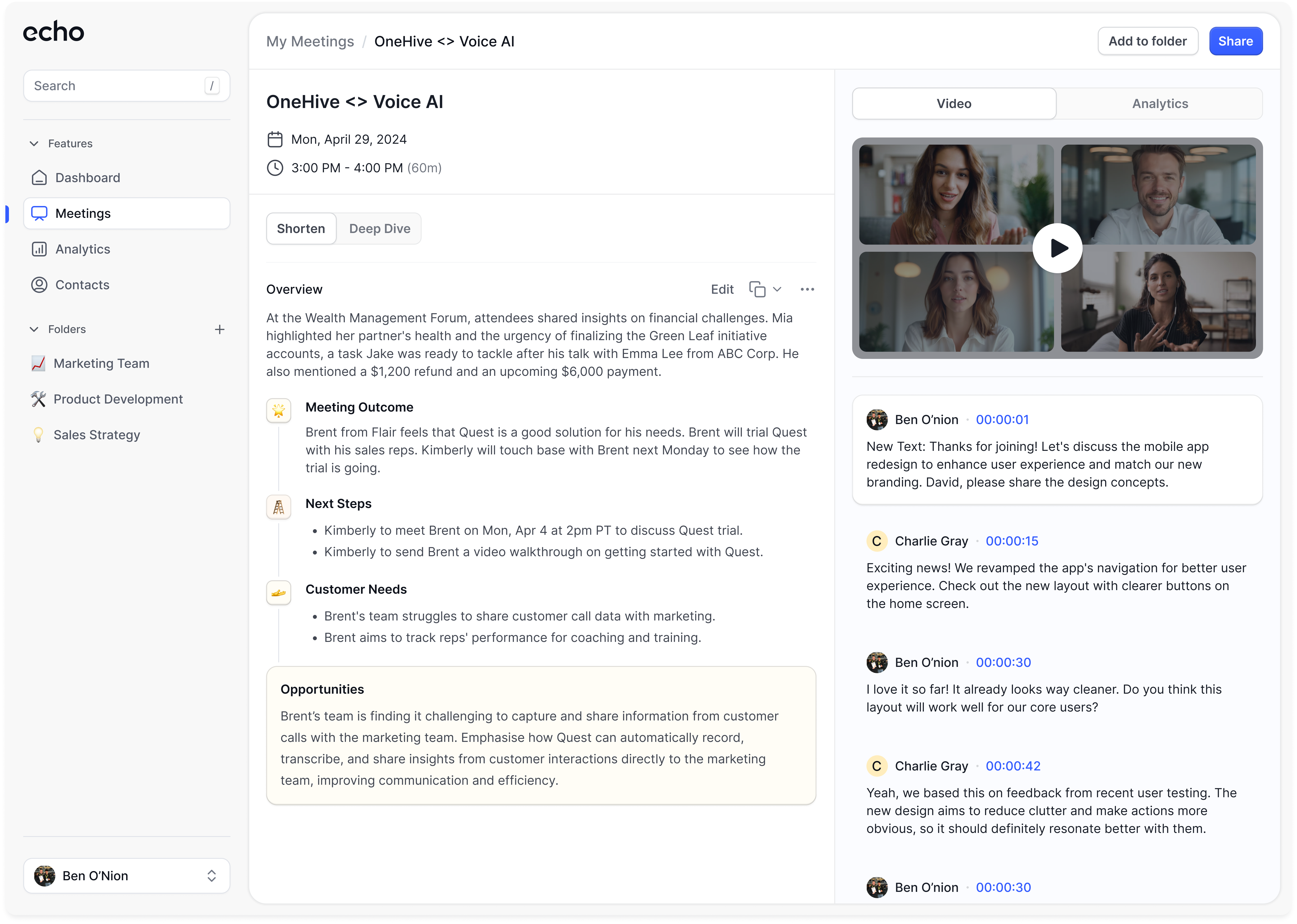 Echo AI Meeting Notetaker
