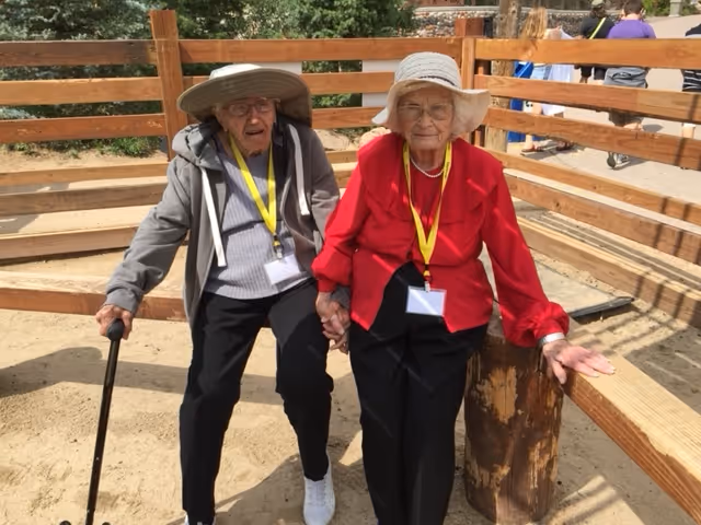 Two people upside down on a wooden platform