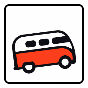 A red and white bus on a white background