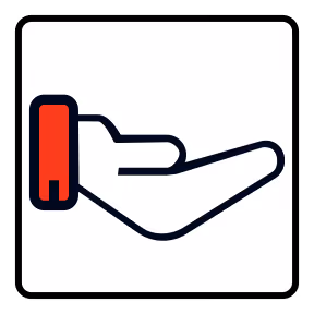 A hand held out in service