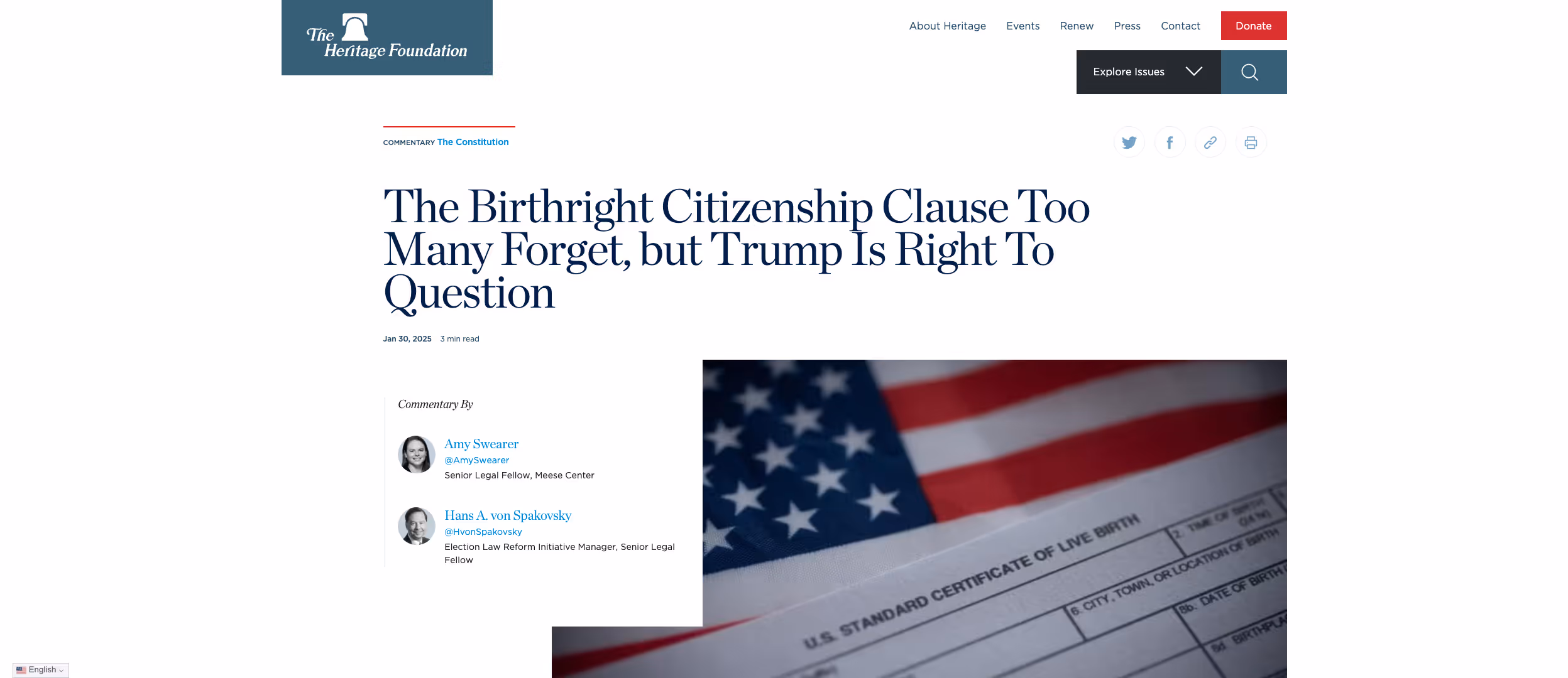 The Birthright Citizenship Clause Too Many Forget, but Trump Is Right To Question