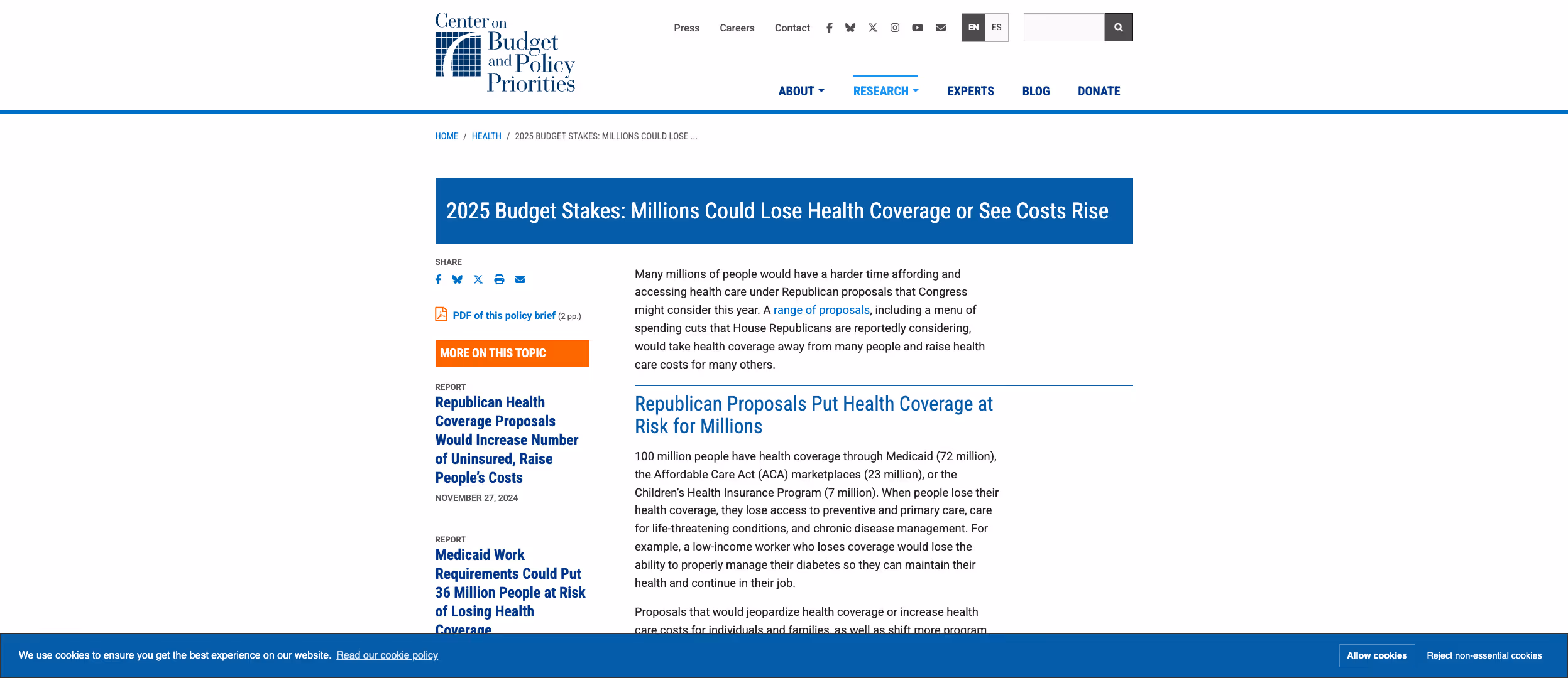 2025 Budget Stakes: Millions Could Lose Health Coverage or See Costs Rise