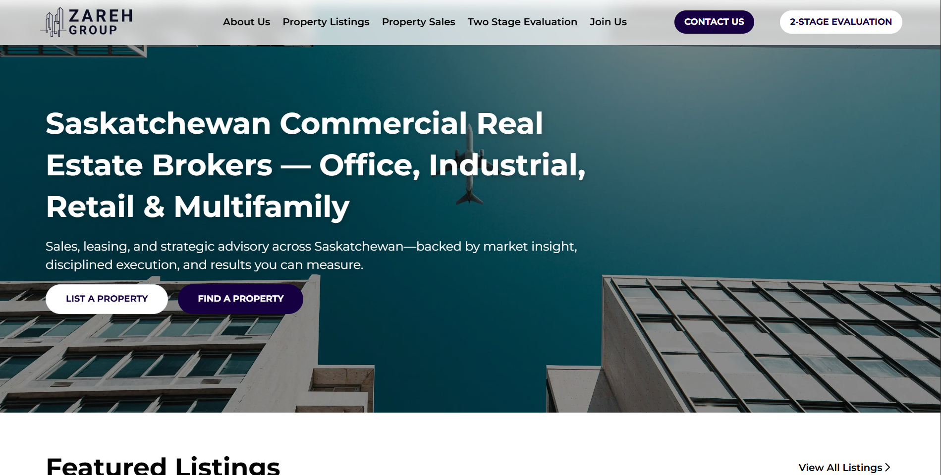 Zareh commercial real estate website project proof