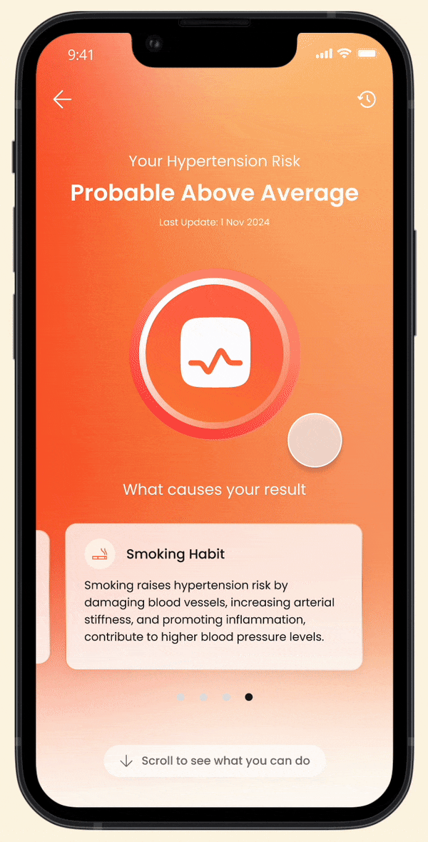 Image displaying the second fold of the new result page, offering actionable recommendations in card format, including lab tests, consultations, and health plans.