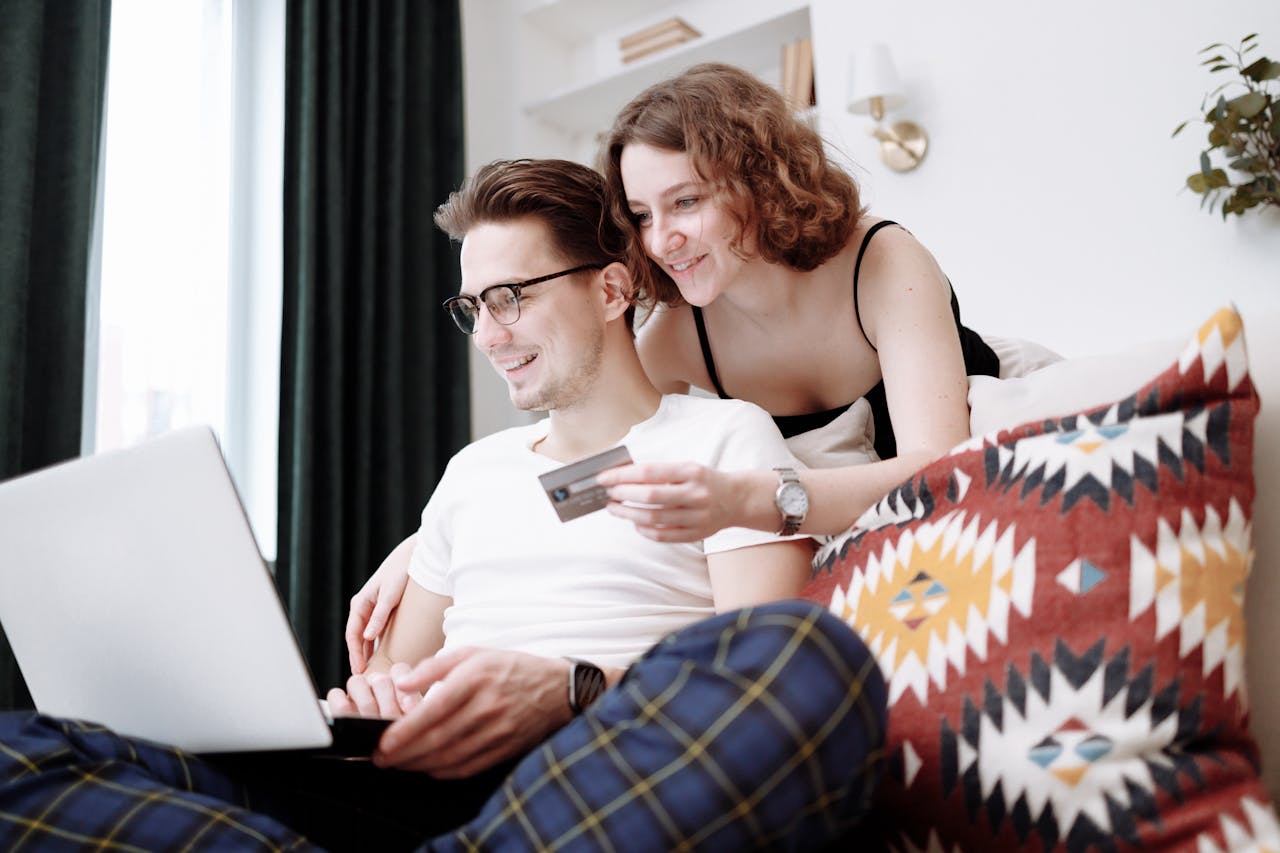 Man and Woman Shopping Online