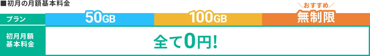 初月月額基本料金0円