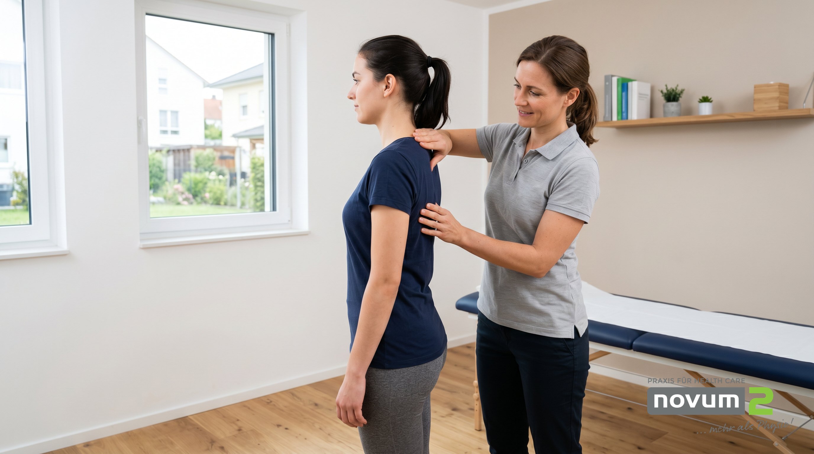 Skoliose-Übungen: gezielte Dehnübung zur Wirbelsäulenmobilisation unter physiotherapeutischer Anleitung