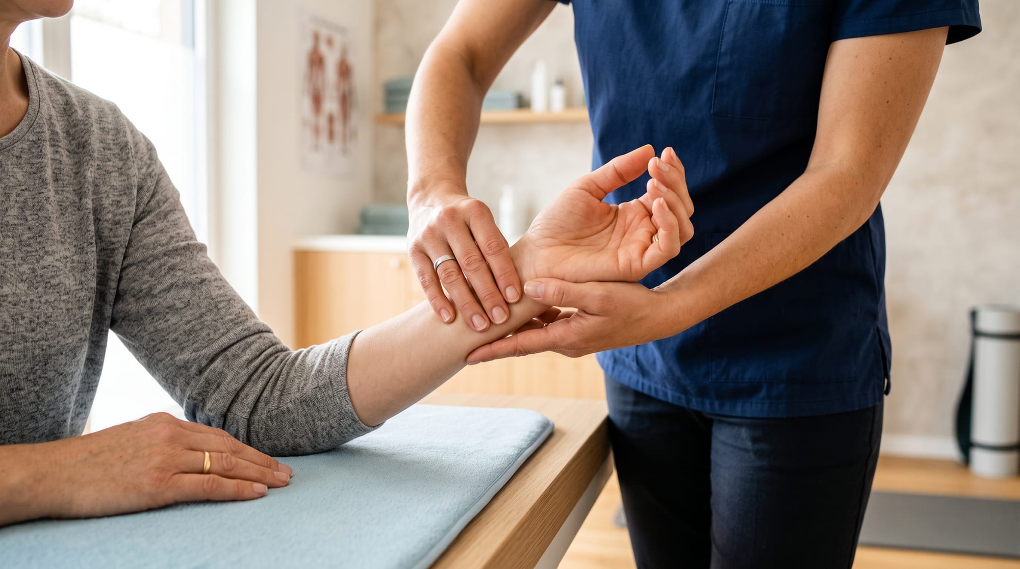 Dehnübung für Handgelenk und Unterarm zur Entlastung bei Karpaltunnelsyndrom