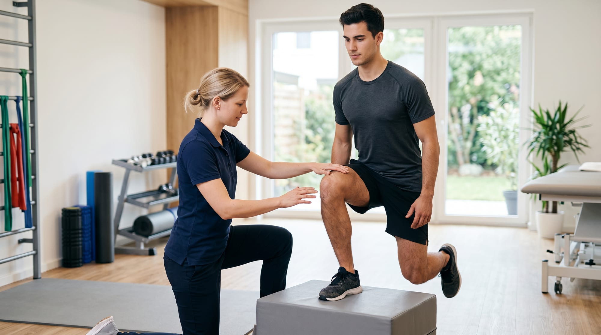 Physiotherapeutische Behandlung des Knies bei Patellaspitzensyndrom in der Praxis NOVUM2 Köln