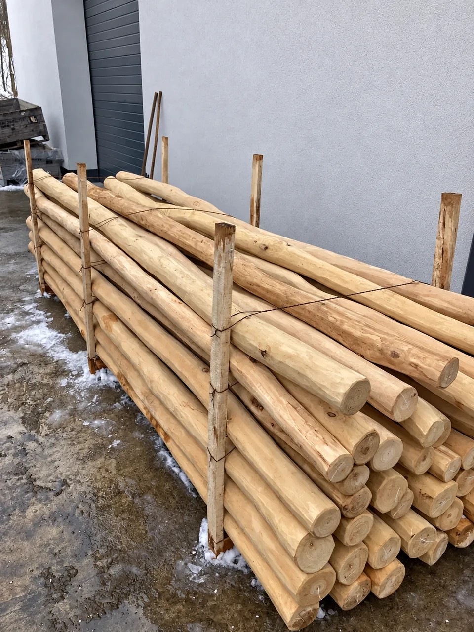 Peeled black locust palisades