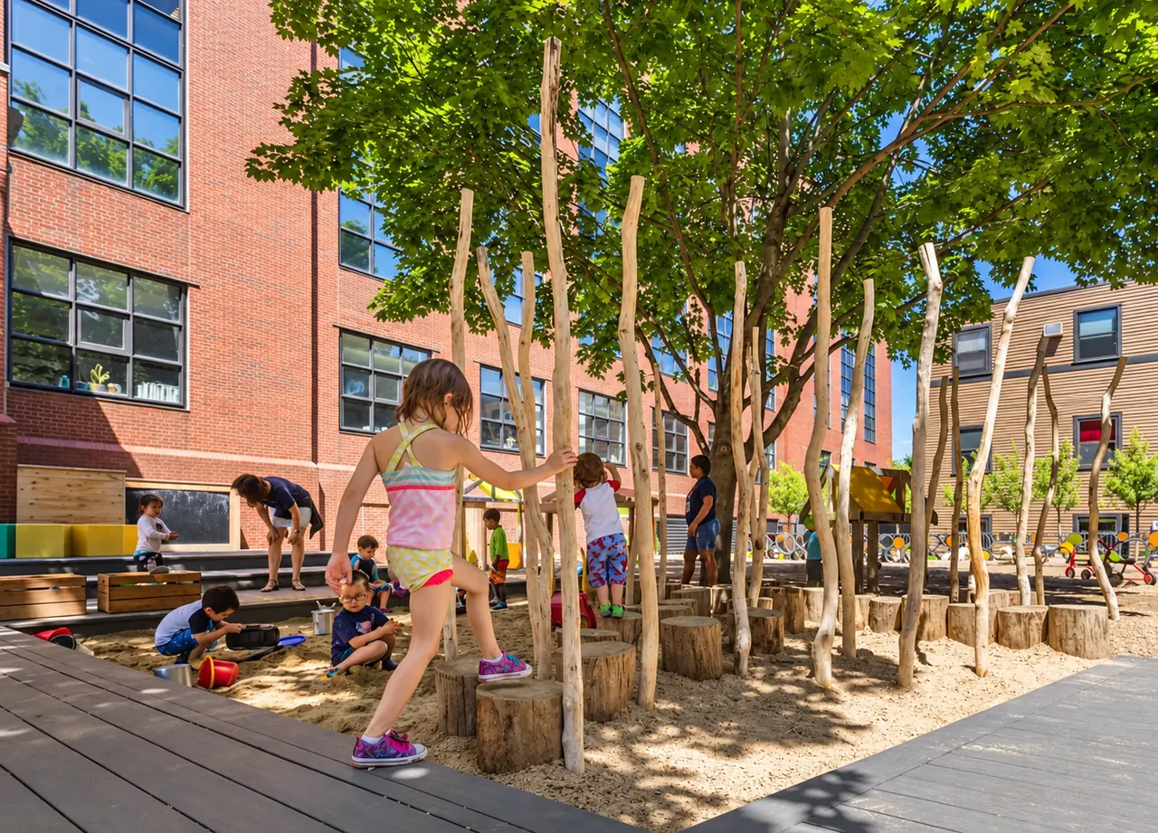 Children's playground with black locust posts