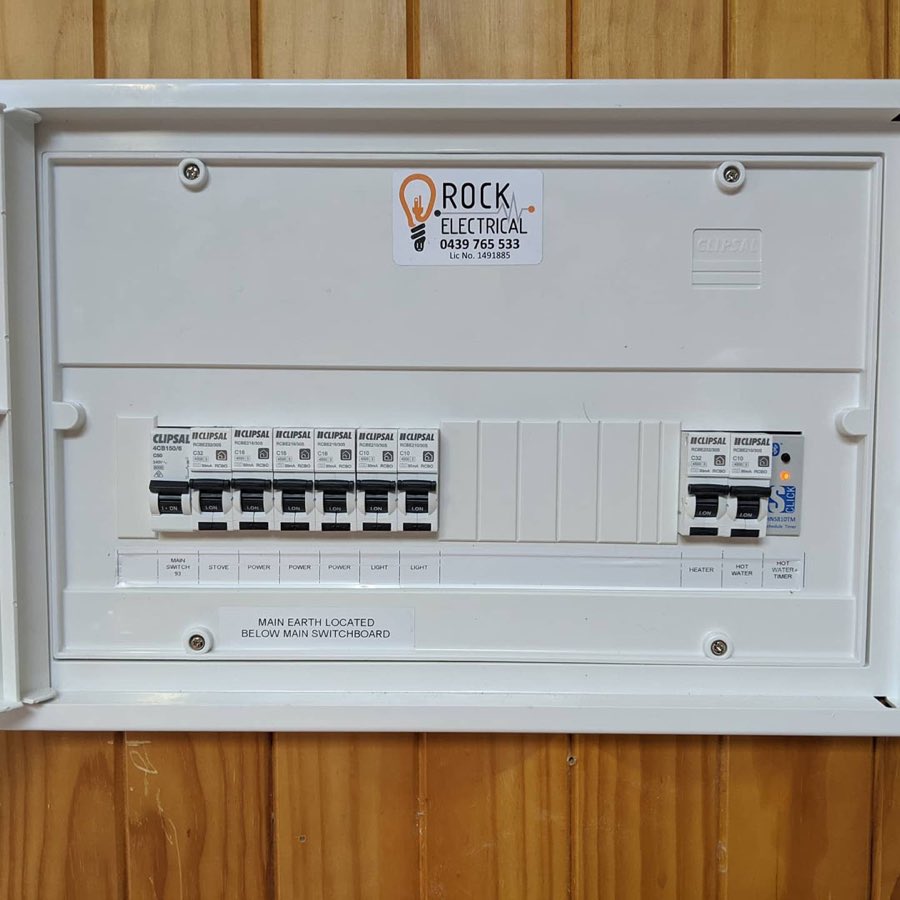 Modern switchboard installed by Rock Electrical