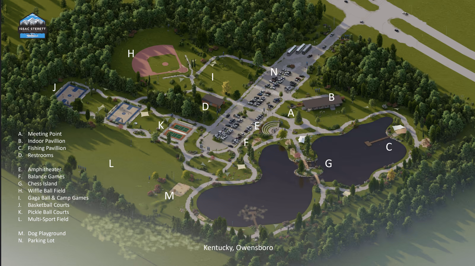 Rendered park layout