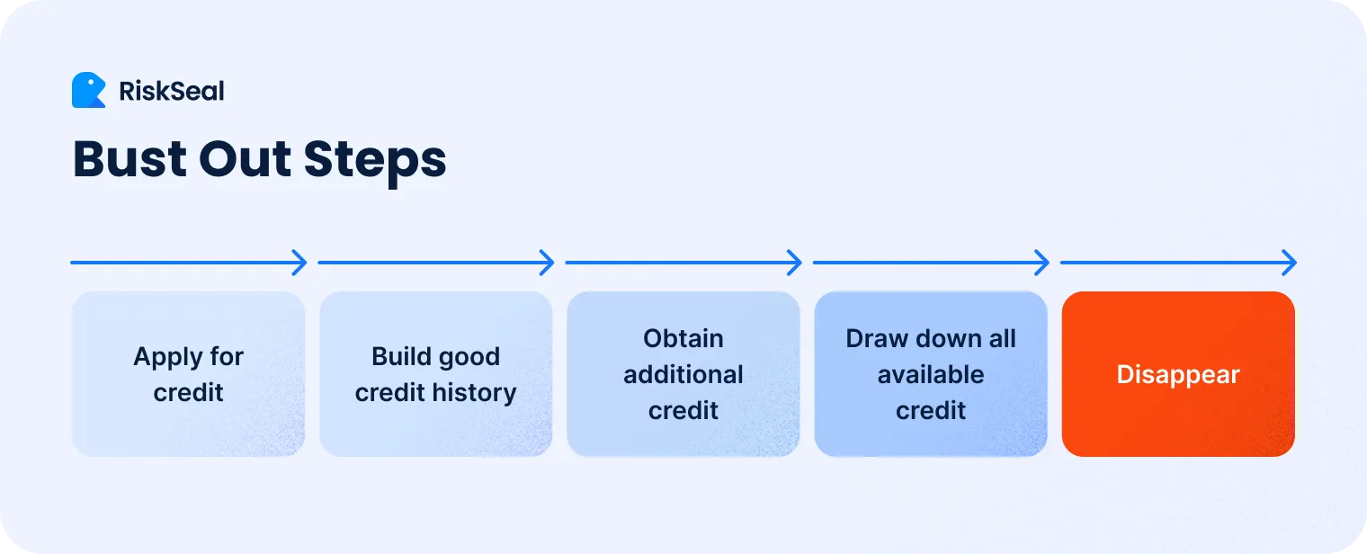 The graphics of bust-out fraud steps