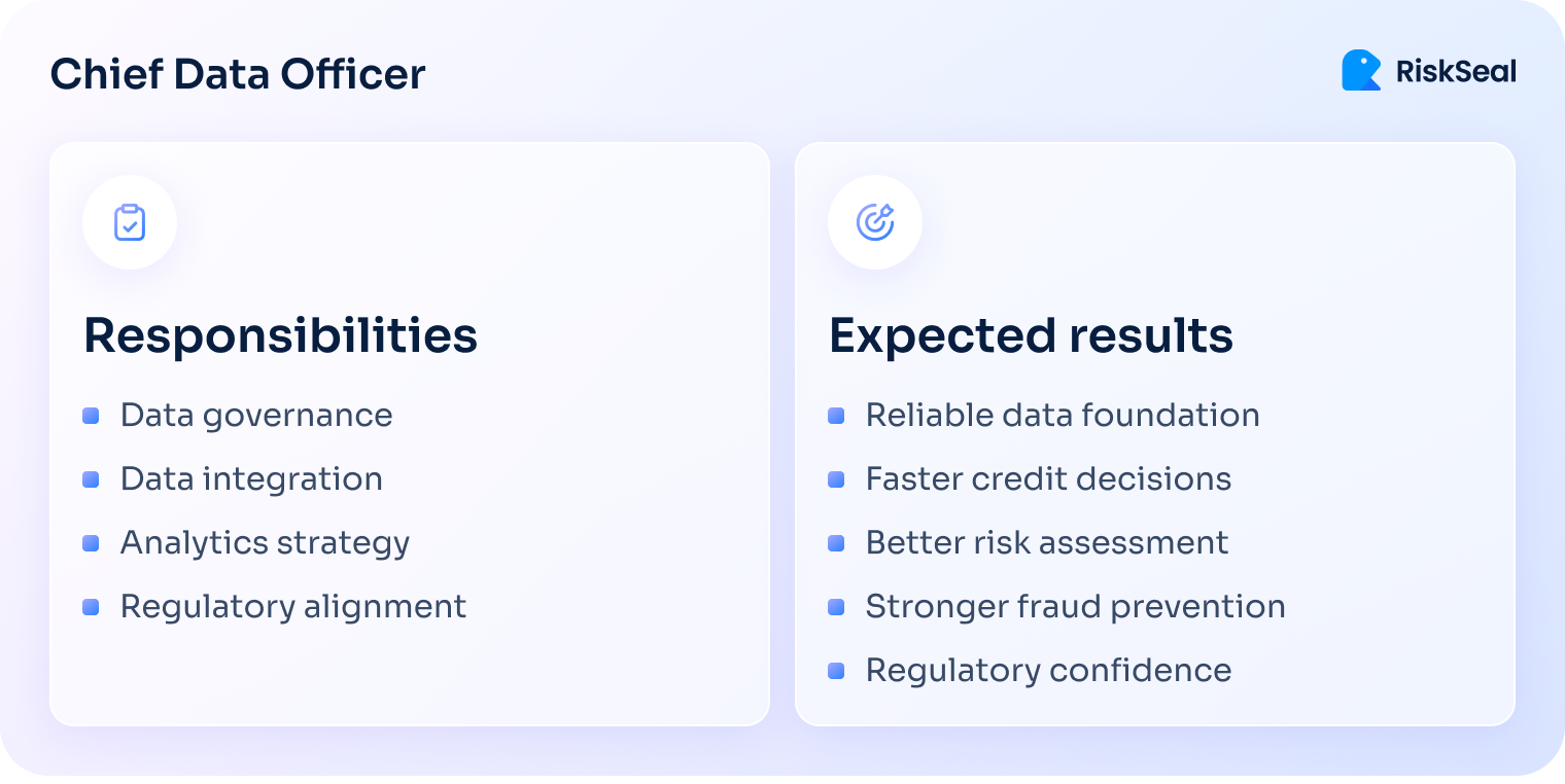 Visual overview of a Chief Data Officer’s responsibilities and expected outcomes.
