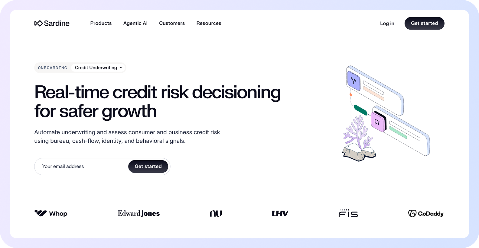 Sardine credit underwriting platform for real-time credit risk decisioning and fraud signals