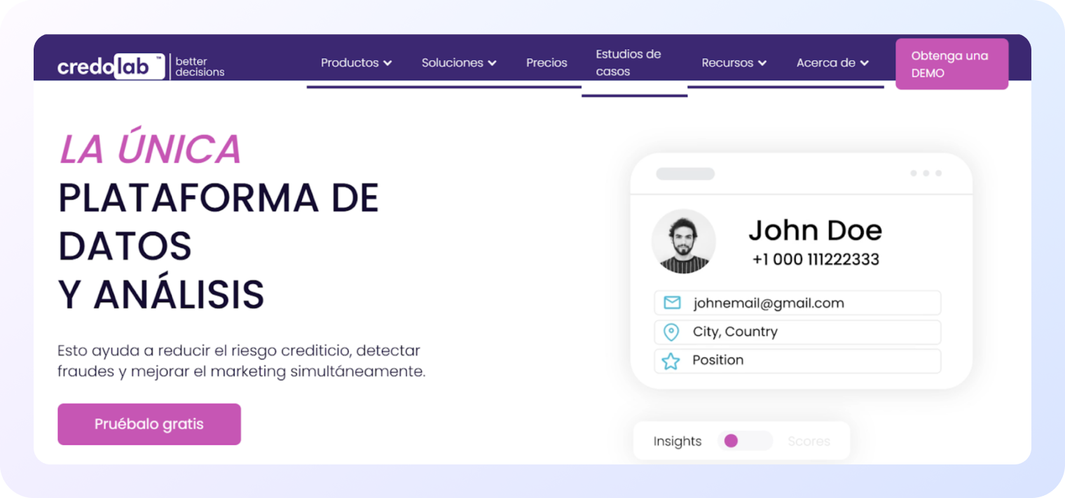 Credolab home page screenshot