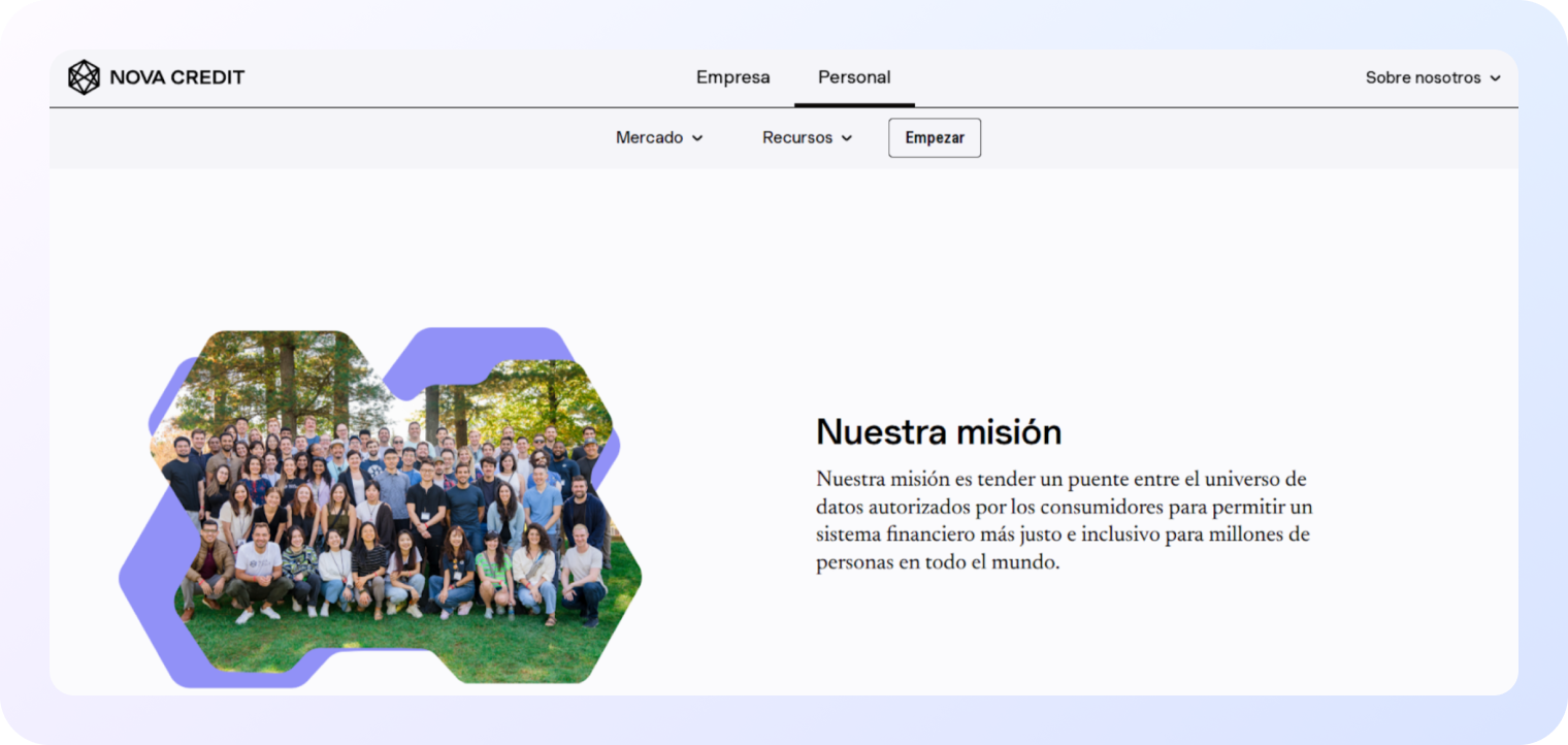 Nova Credit home page screenshot