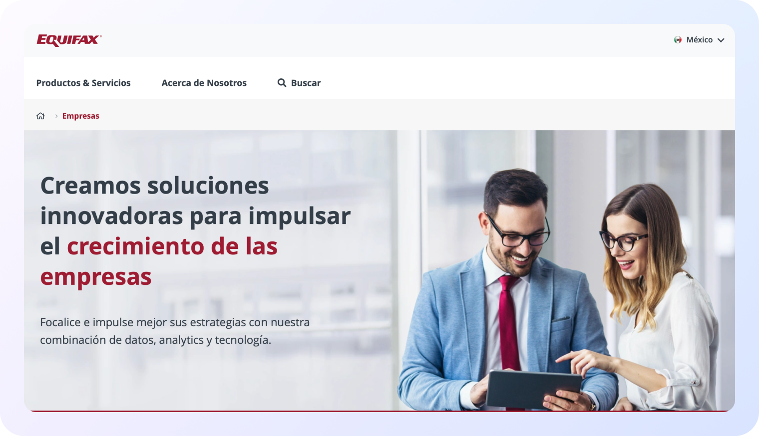 Equifax Home page screenshot