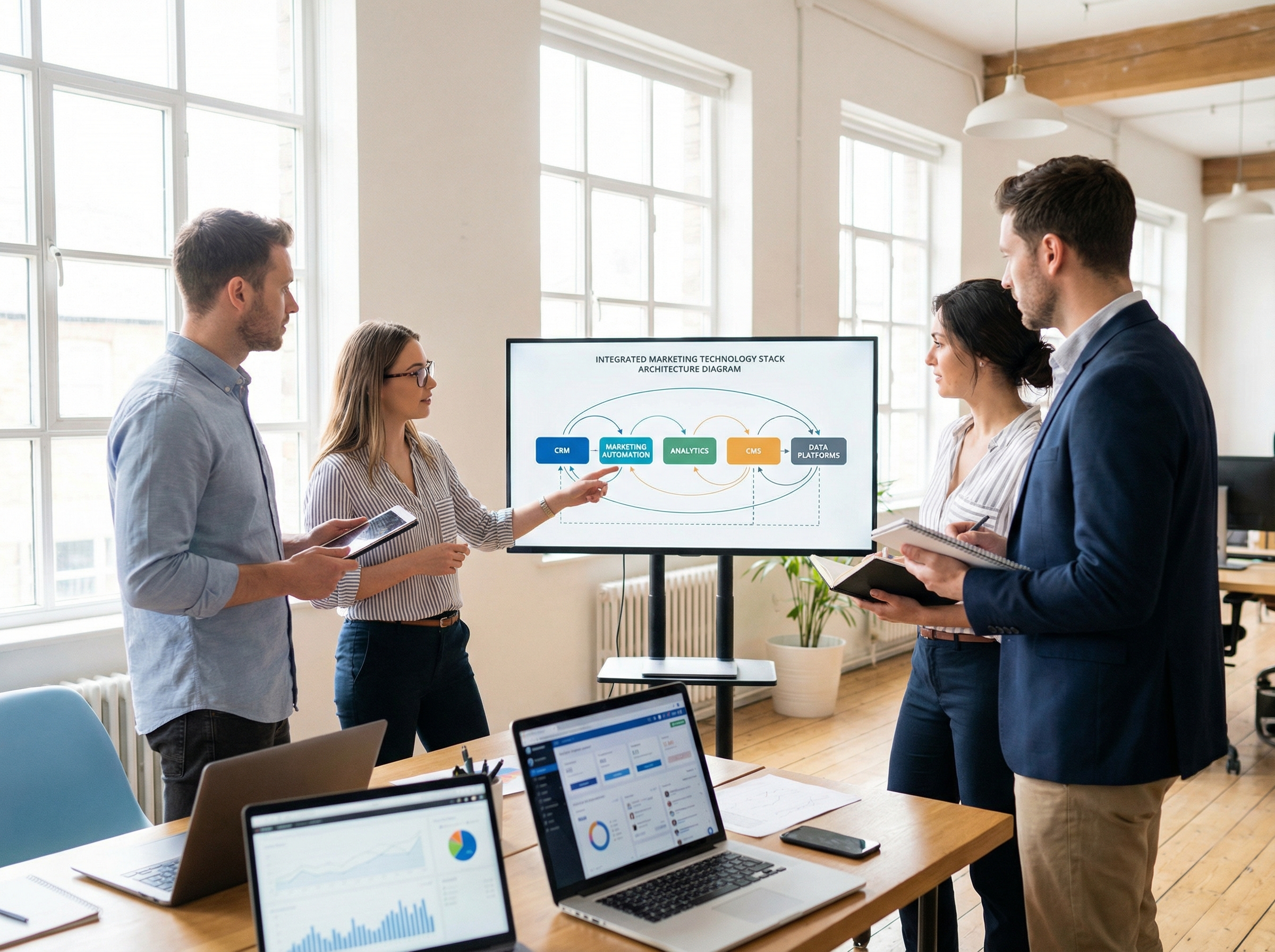 Integrated marketing technology stack architecture diagram