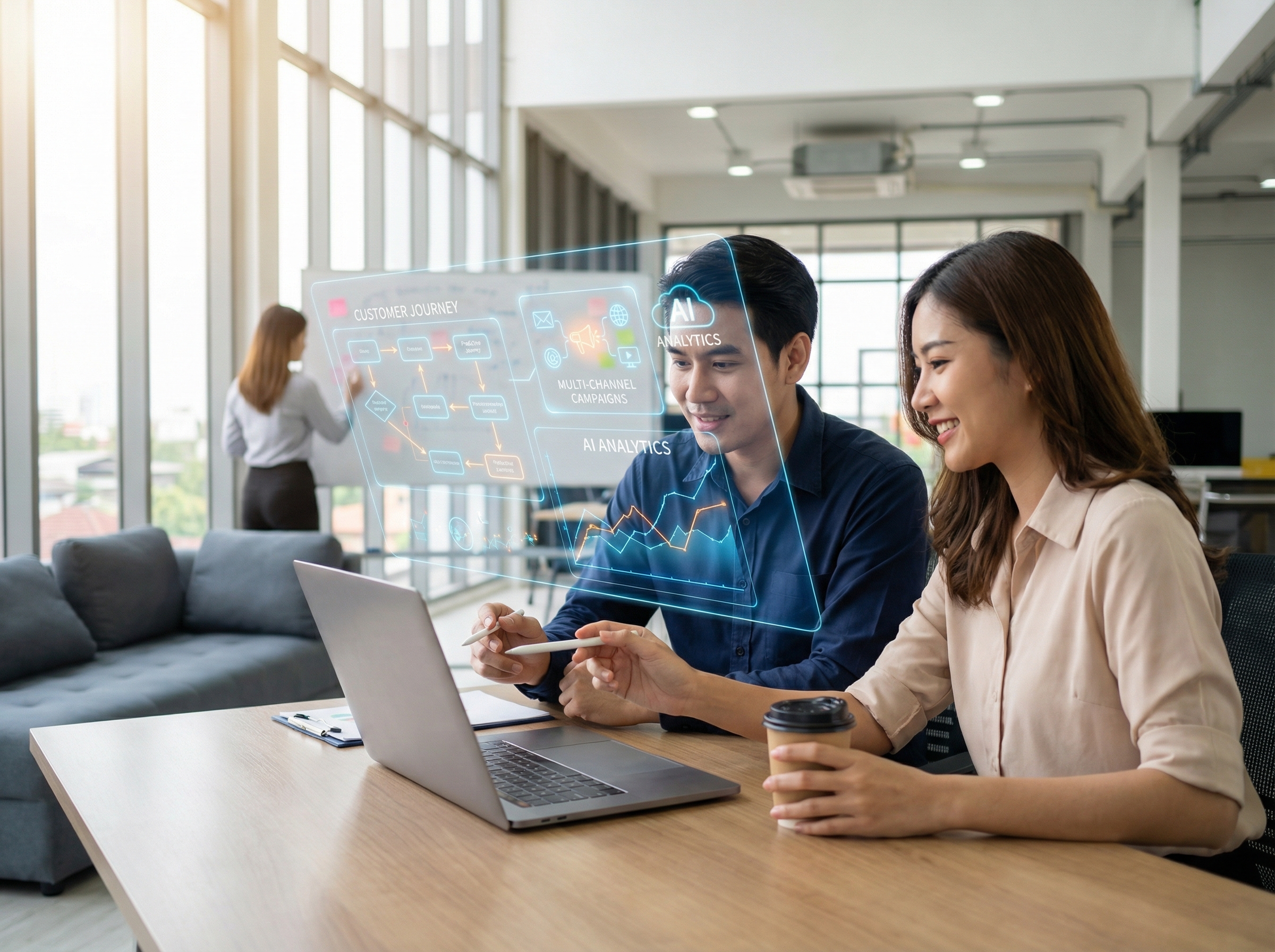 AI-powered marketing automation and predictive analytics visualization