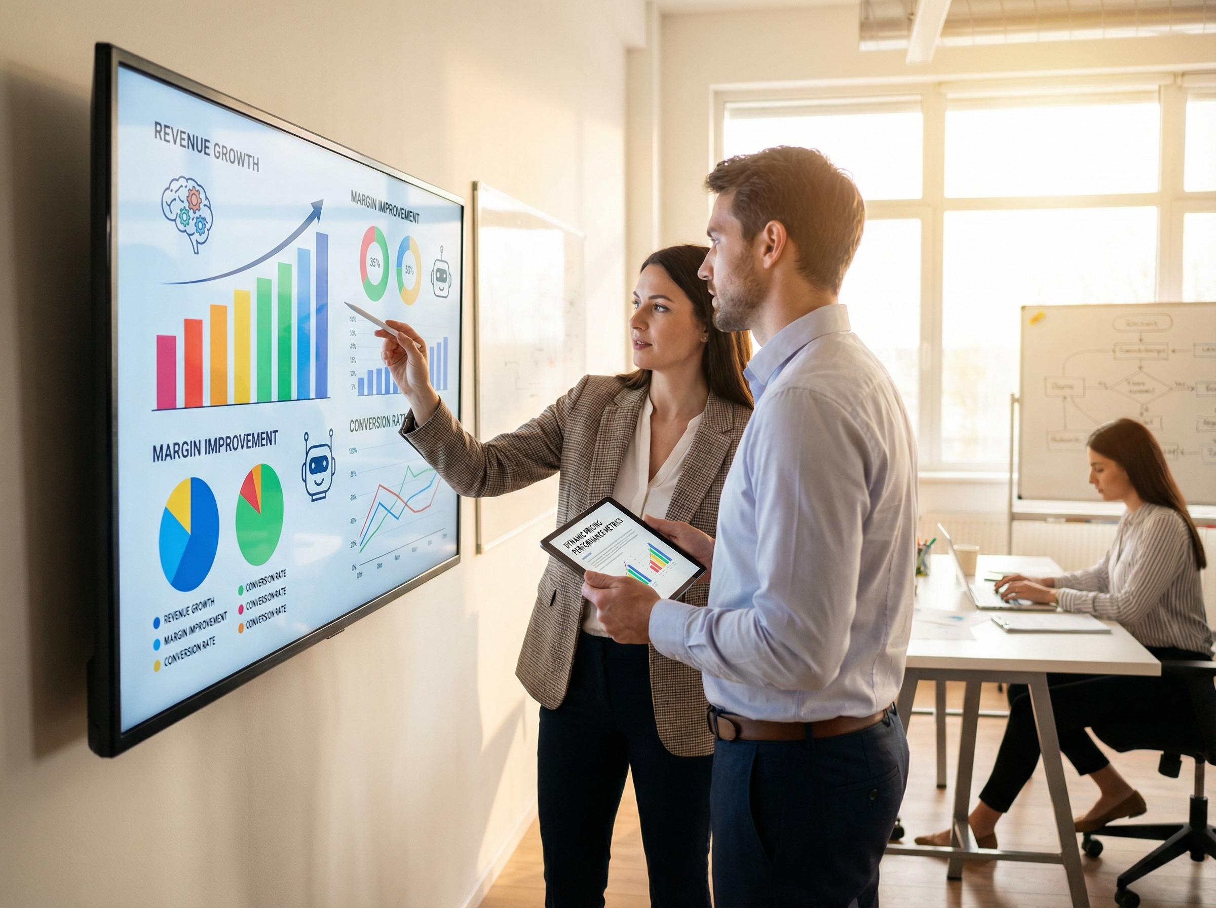 Dynamic pricing performance metrics showing revenue and margin improvements
