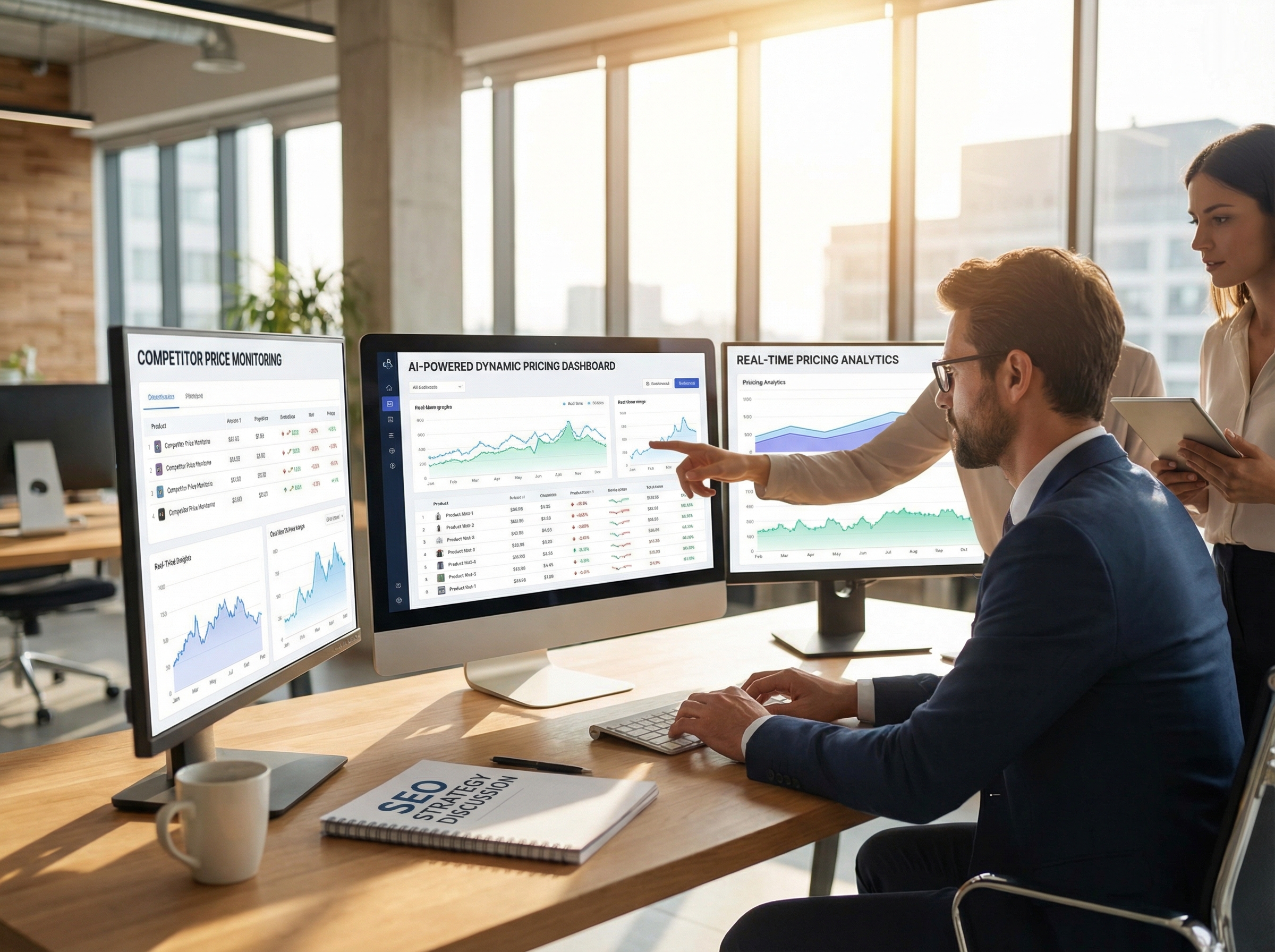AI-powered dynamic pricing dashboard showing real-time price optimization