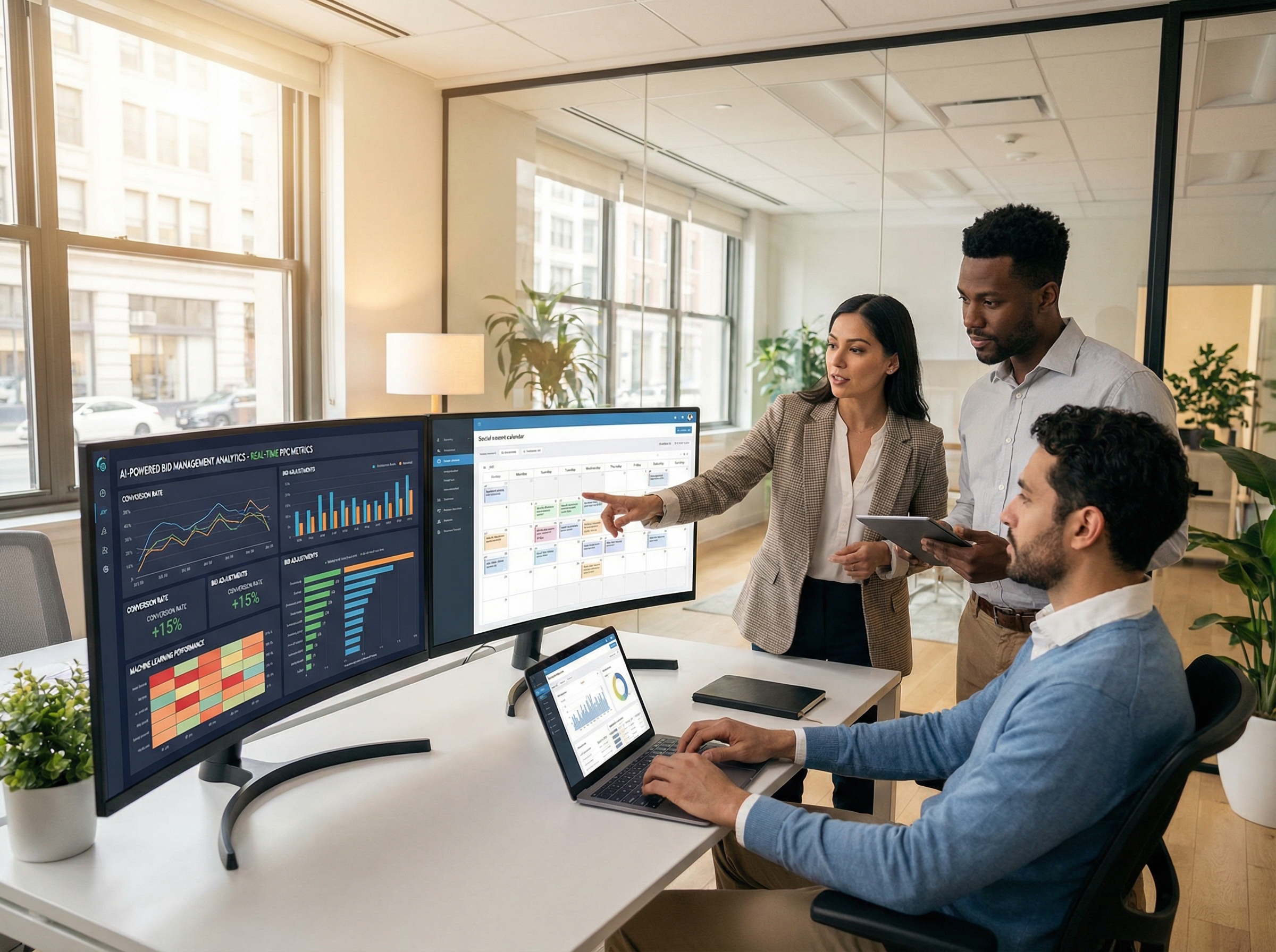 AI-powered bid management analytics dashboard with real-time PPC metrics