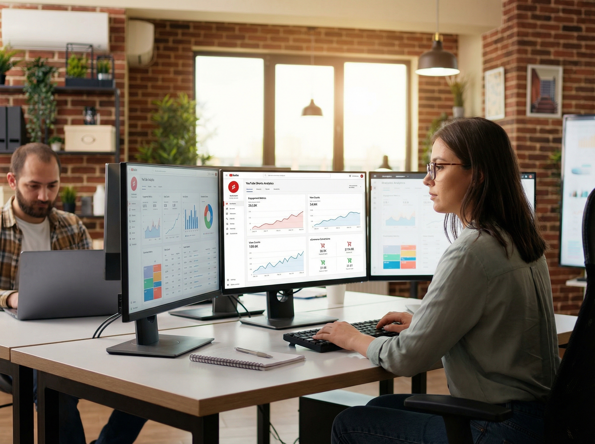 YouTube Shorts analytics dashboard showing eCommerce performance metrics